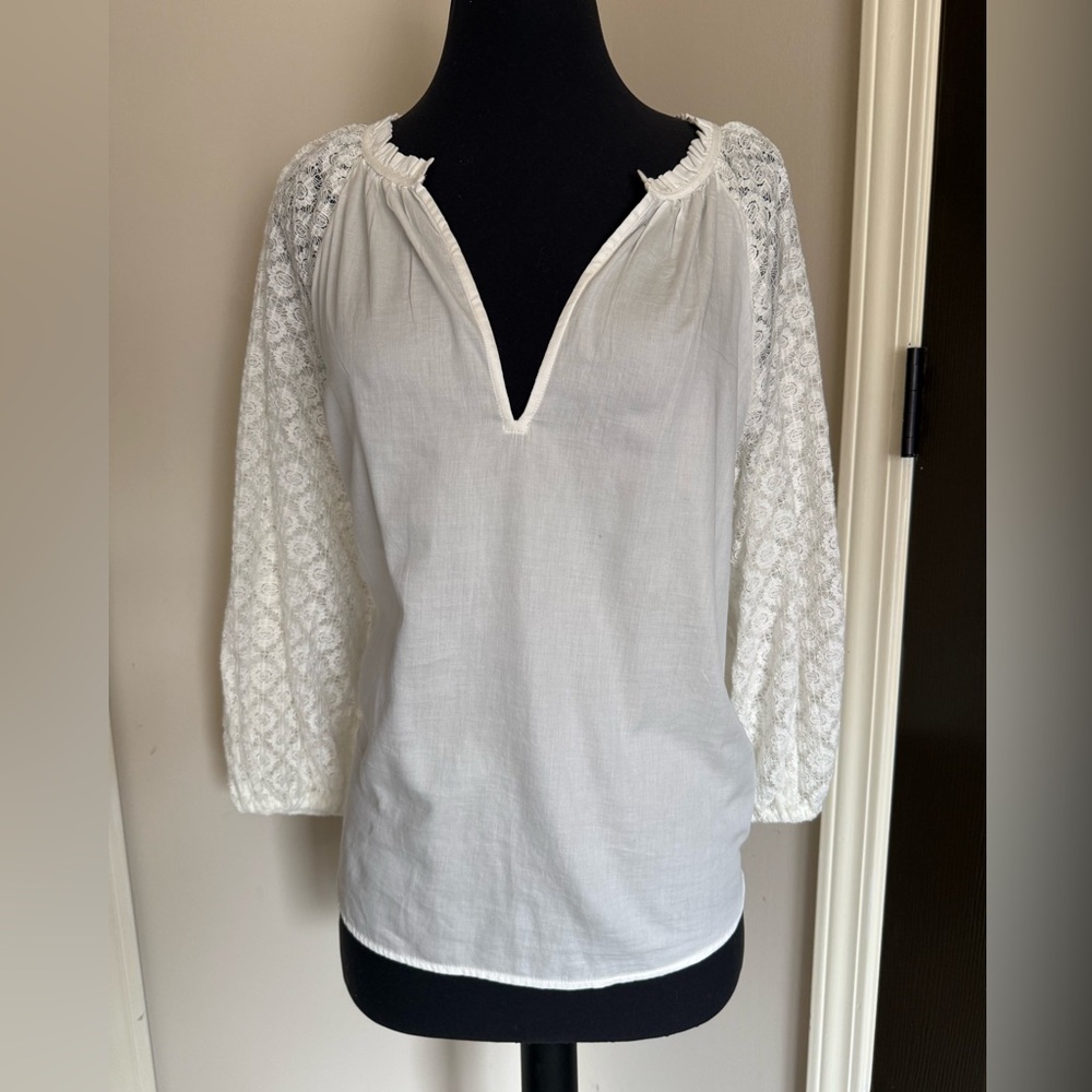 GAP White Blouse with Lace Sleeves